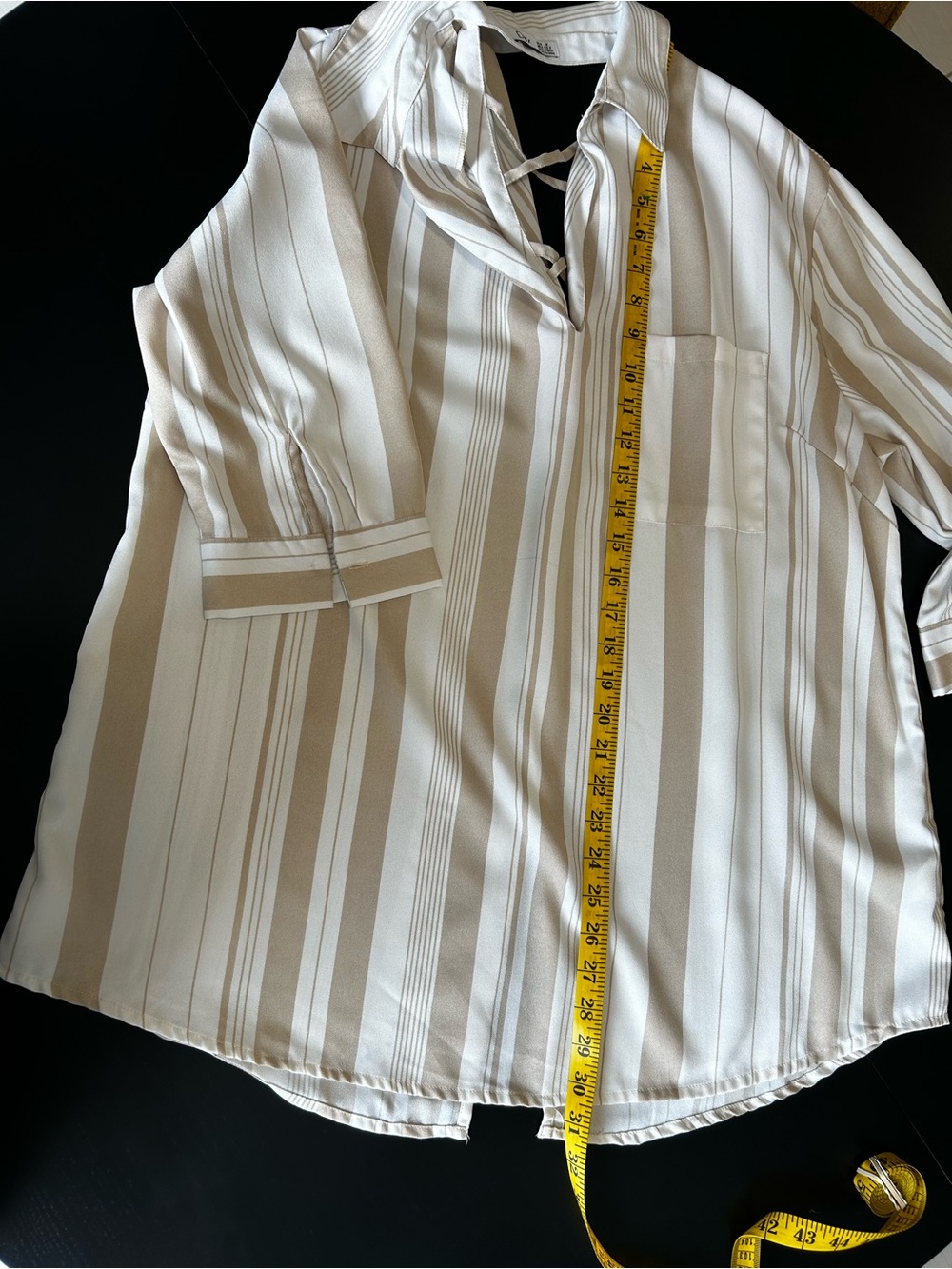 Dex Beige and White Pullover Blouse Resortwear Coastal Grandma Beach Coverup - Picture 11 of 12